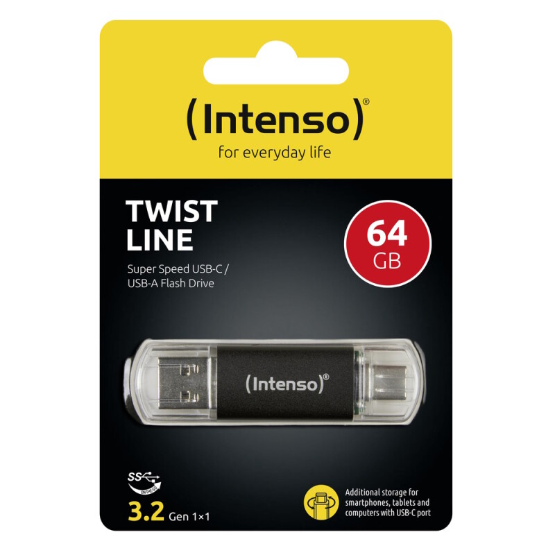 Intenso USB Drive 3.2 - TWIST Line - 64GB - USB A - USB C